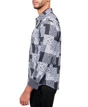 Society of Threads Mens Regular Fit Button Down Shirt Black Large