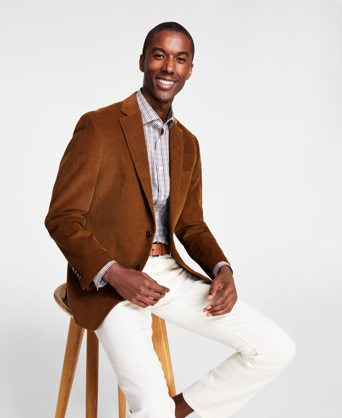 Michael Kors Mens Classic fit Corduroy Sport Coat Blazer 41 R Brown Stretch