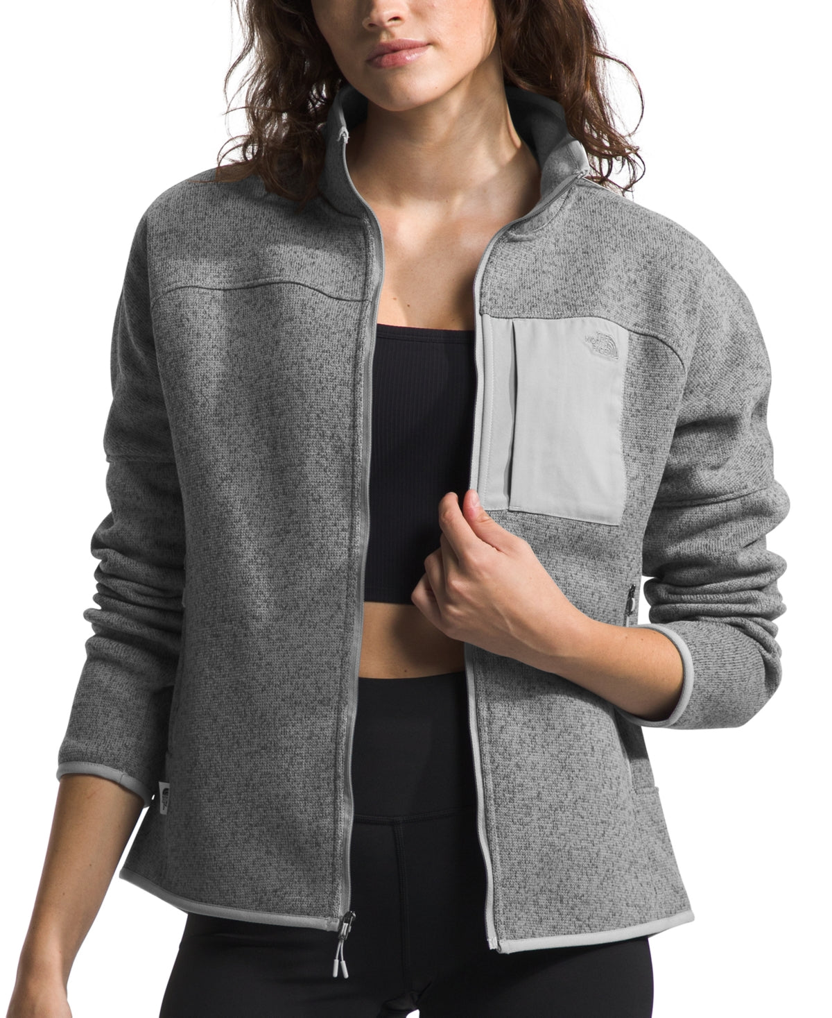 The North Face Womens Full Zip Front Range Fleece Coat XXL Grey Solid