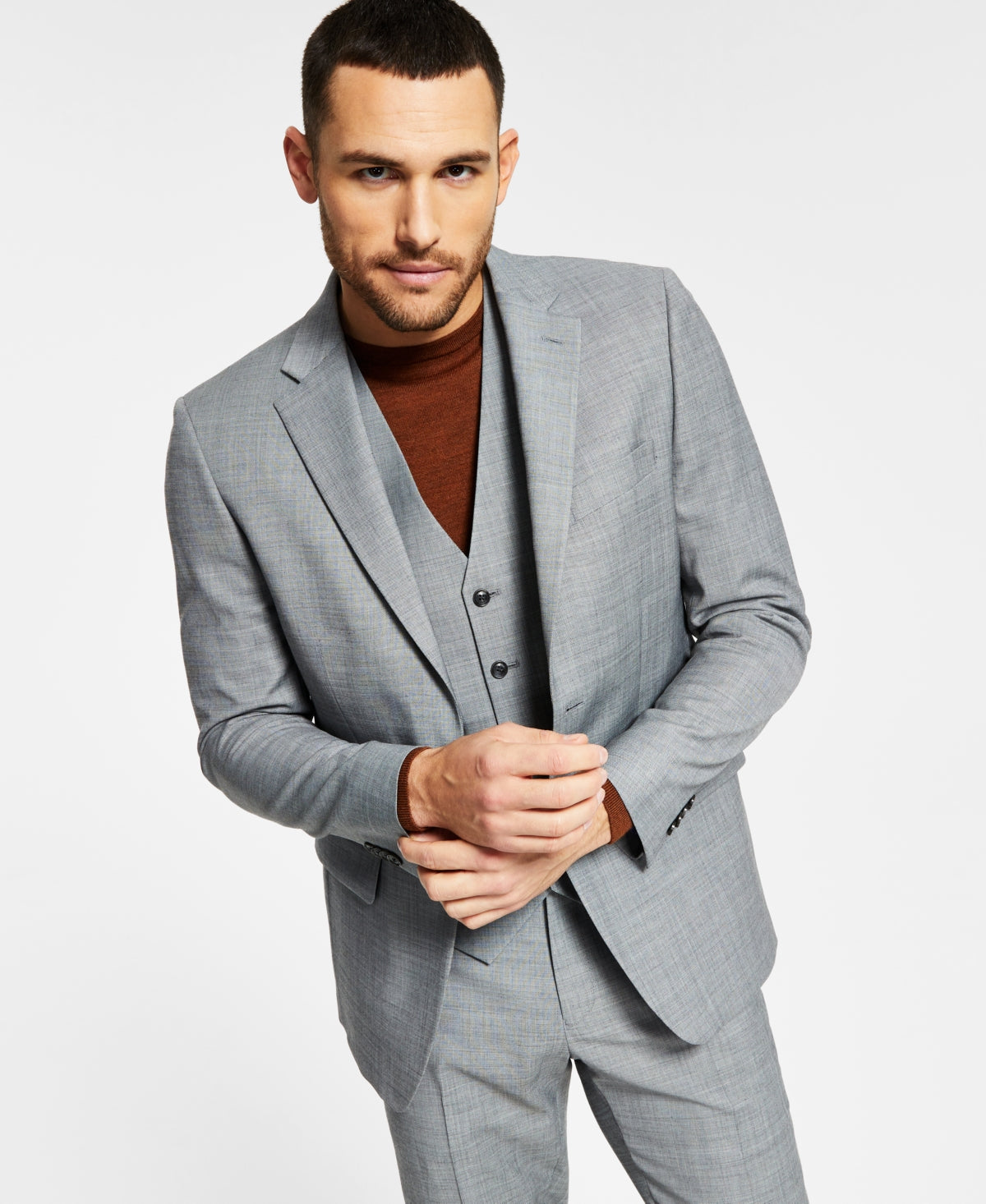 Tommy Hilfiger Mens Modern fit Suit Jacket Blazer 50 R Light Grey Solid