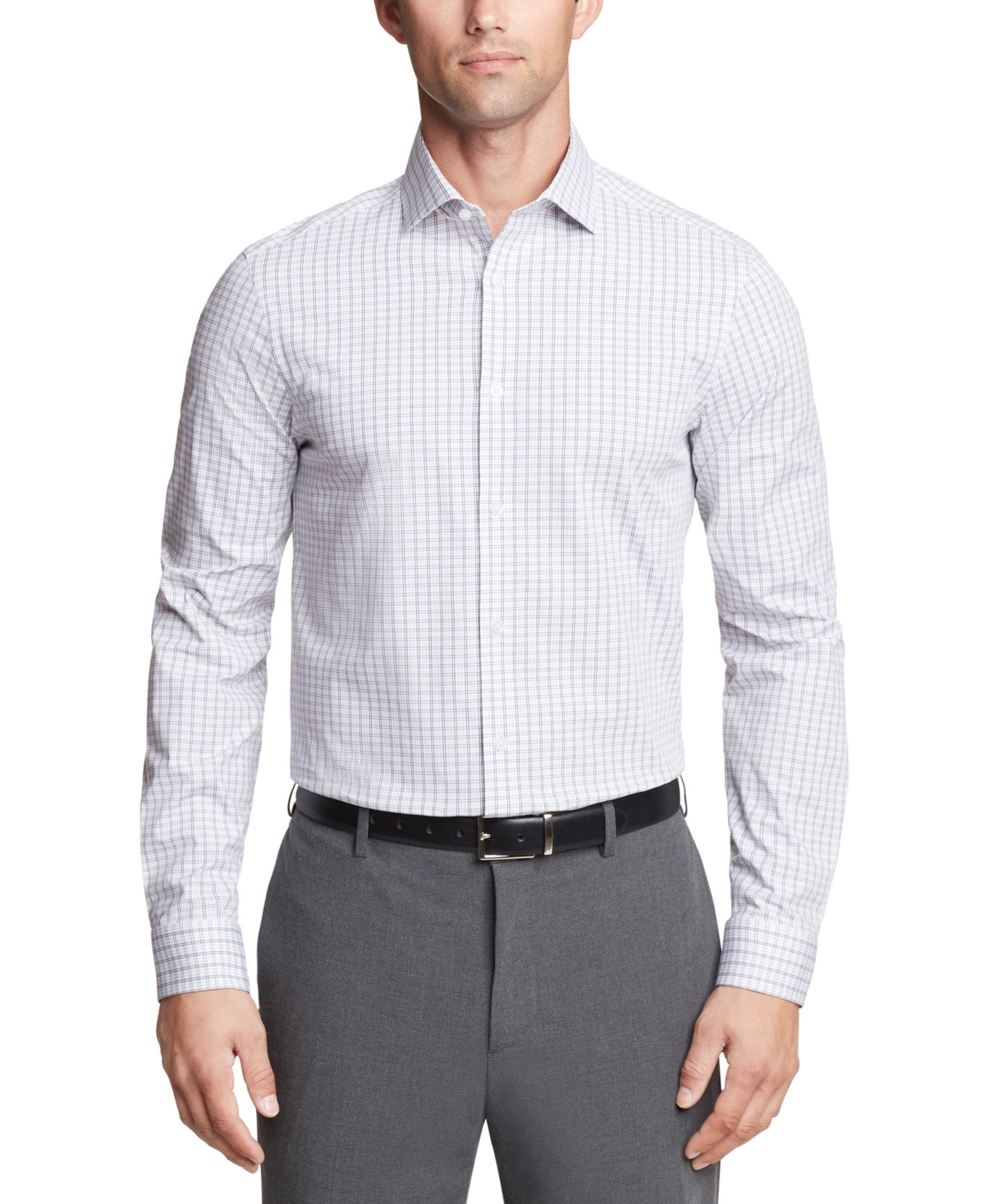 Calvin Klein Men Regular fit Button-Up Shirt XL 17 in 34-35 Grey Plaid