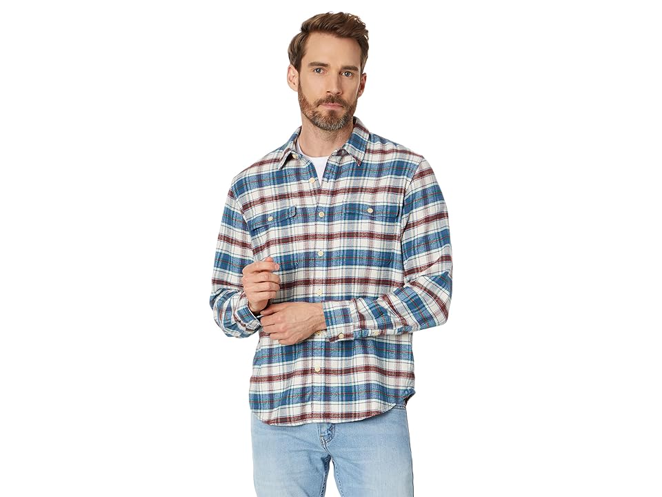 Lucky Brand Mens Plaid Long Sleeve Button Down Shirt Blue Large