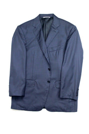 Canali Men's Blue Sharkskin Classic Fit Suit Jacket 48C IT / 38S Wool Italy