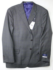 Hart Schaffner Marx New York Classic Fit Plaid Wool Suit 48R / 43W Grey Blue