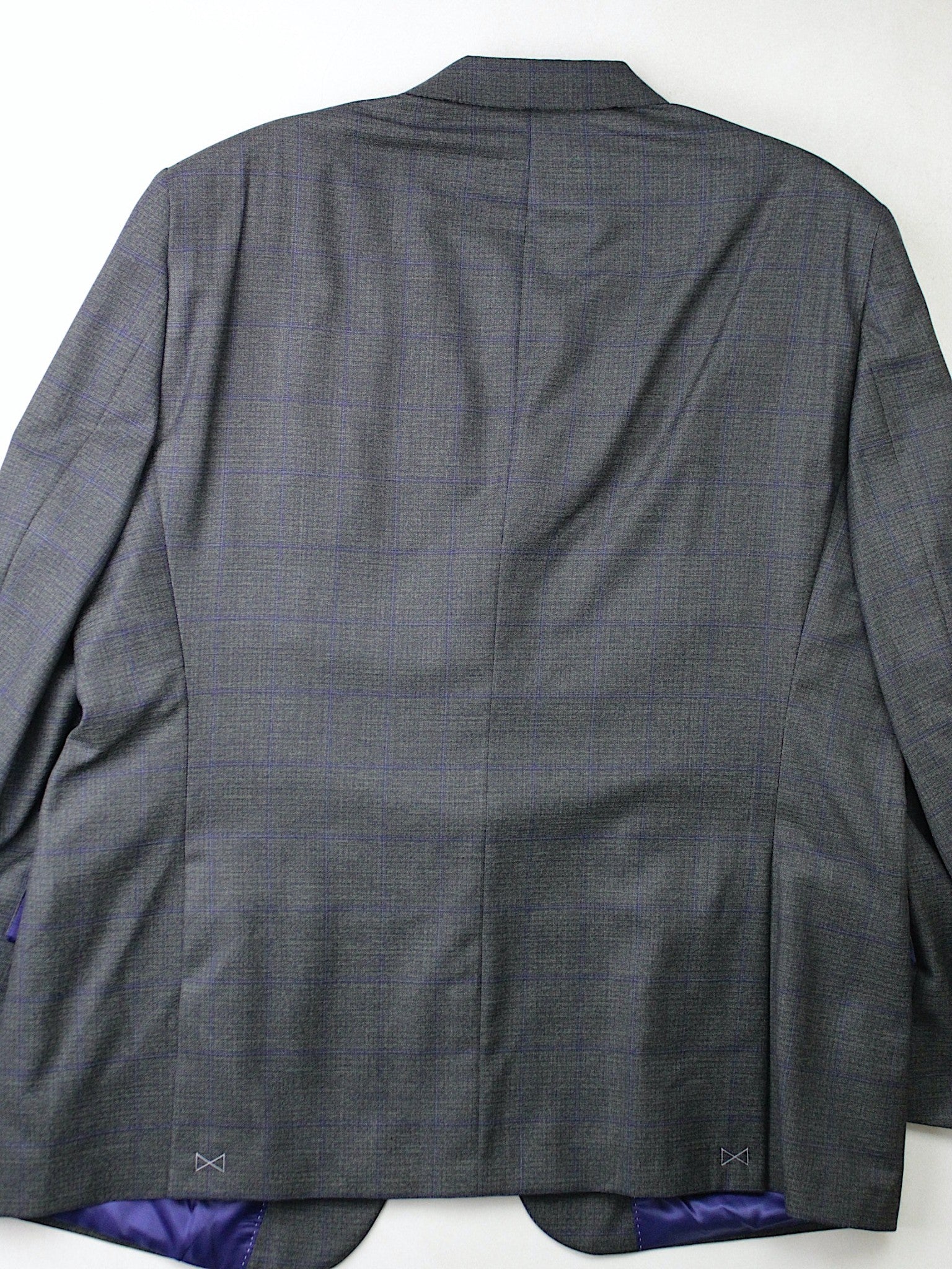 Hart Schaffner Marx New York Classic Fit Plaid Wool Suit 48R / 43W Grey Blue