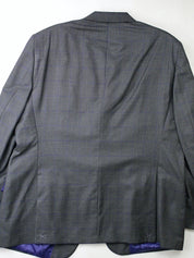 Hart Schaffner Marx New York Classic Fit Plaid Wool Suit 48R / 43W Grey Blue