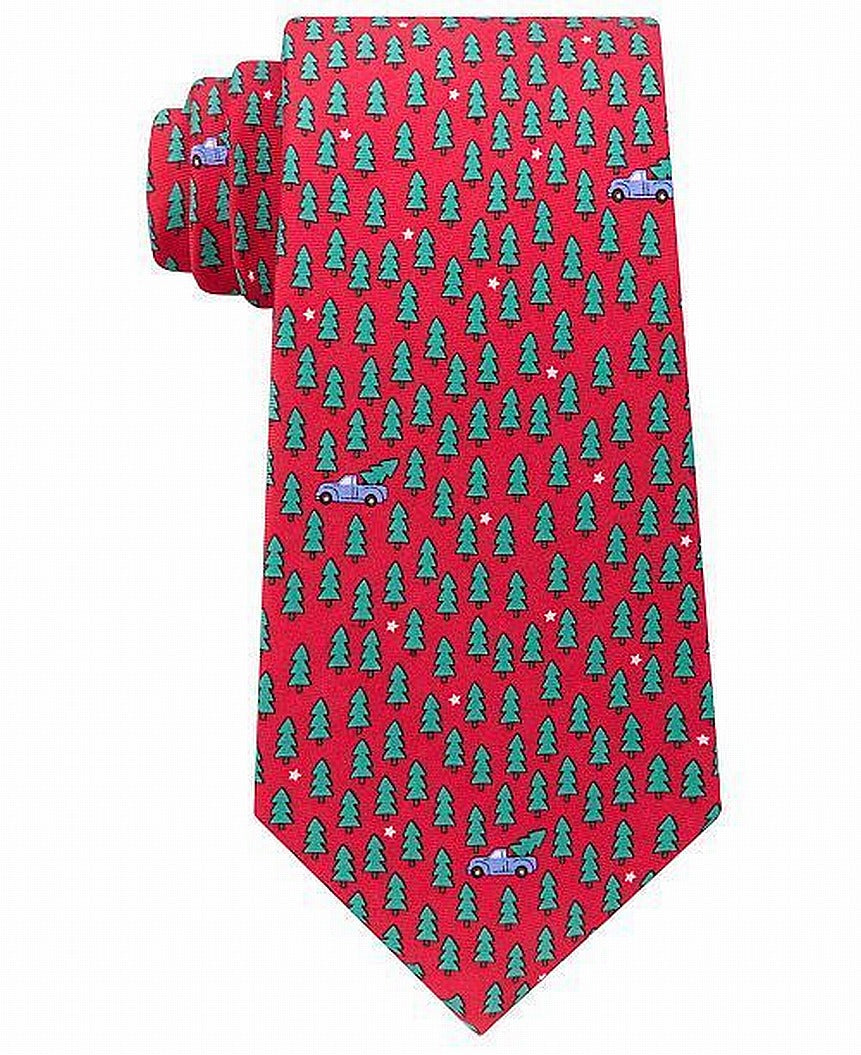 Tommy Hilfiger Mens Conversational Self Tie Necktie  Red