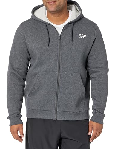 Reebok Mens Regular fit Full Zip Sweatshirt Medium Grey Solid