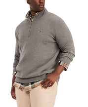Tommy Hilfiger Mens Quarter Zip Sweater Grey Heather 2XL