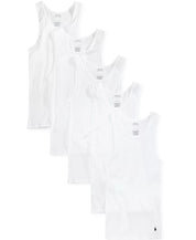 Polo Ralph Lauren Men's 5-Pack Cotton Undershirt Tank Tops Medium White