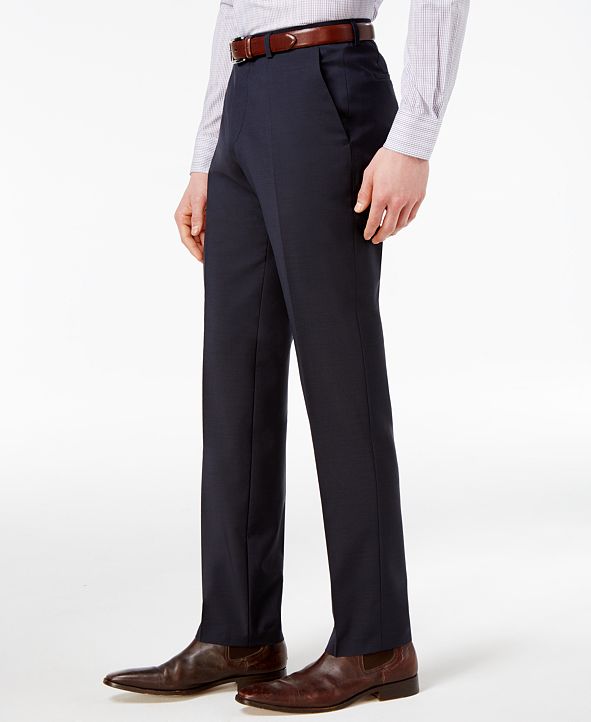 Hugo Boss Mens Modern fit Wool Dress Pants 38 / 32 Navy Blue Solid