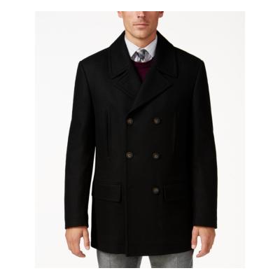 Lauren Ralph Lauren Mens Luke Wool Blend Classic Fit Peacoat Coat Black 40L