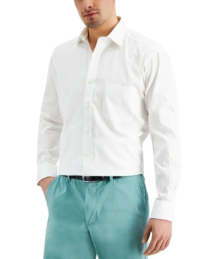 Club Room Men's Regular Fit Pinpoint Dress Button Down Shirt White 17 32 33