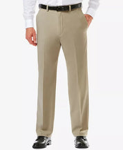 Haggar Mens Classic fit Casual Pants 36 / 30 Beige Solid Stretch