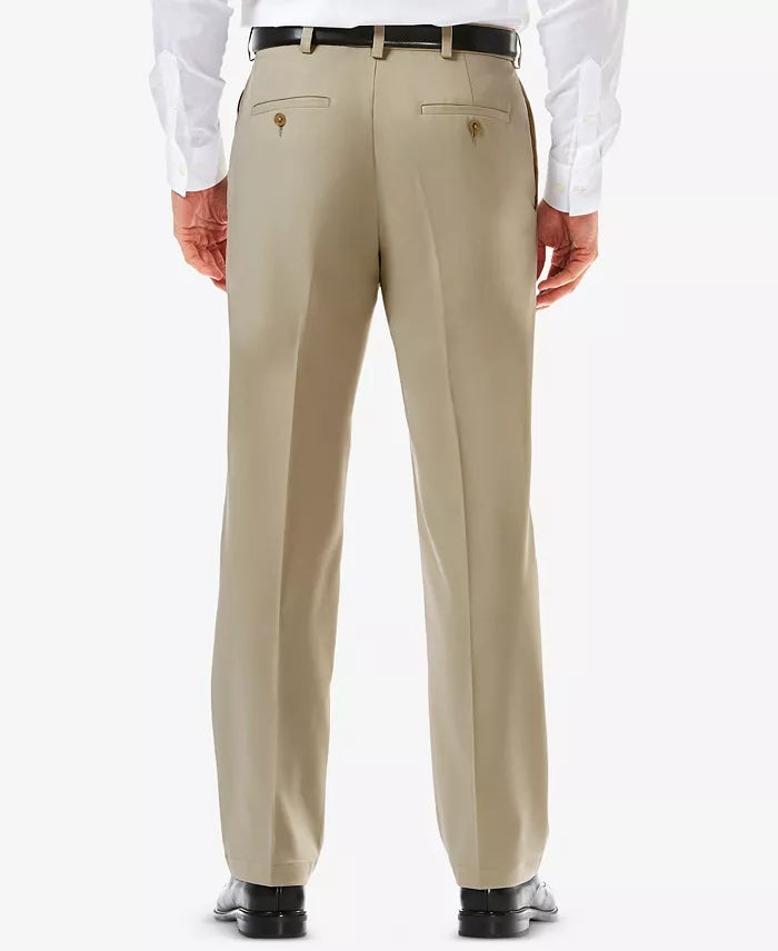 Haggar Mens Classic fit Dress Pants 40 / 29 Khaki Beige Solid