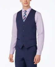 Alfani Mens Slim fit Button-Up Suit Vest Medium Blue Solid Stretch