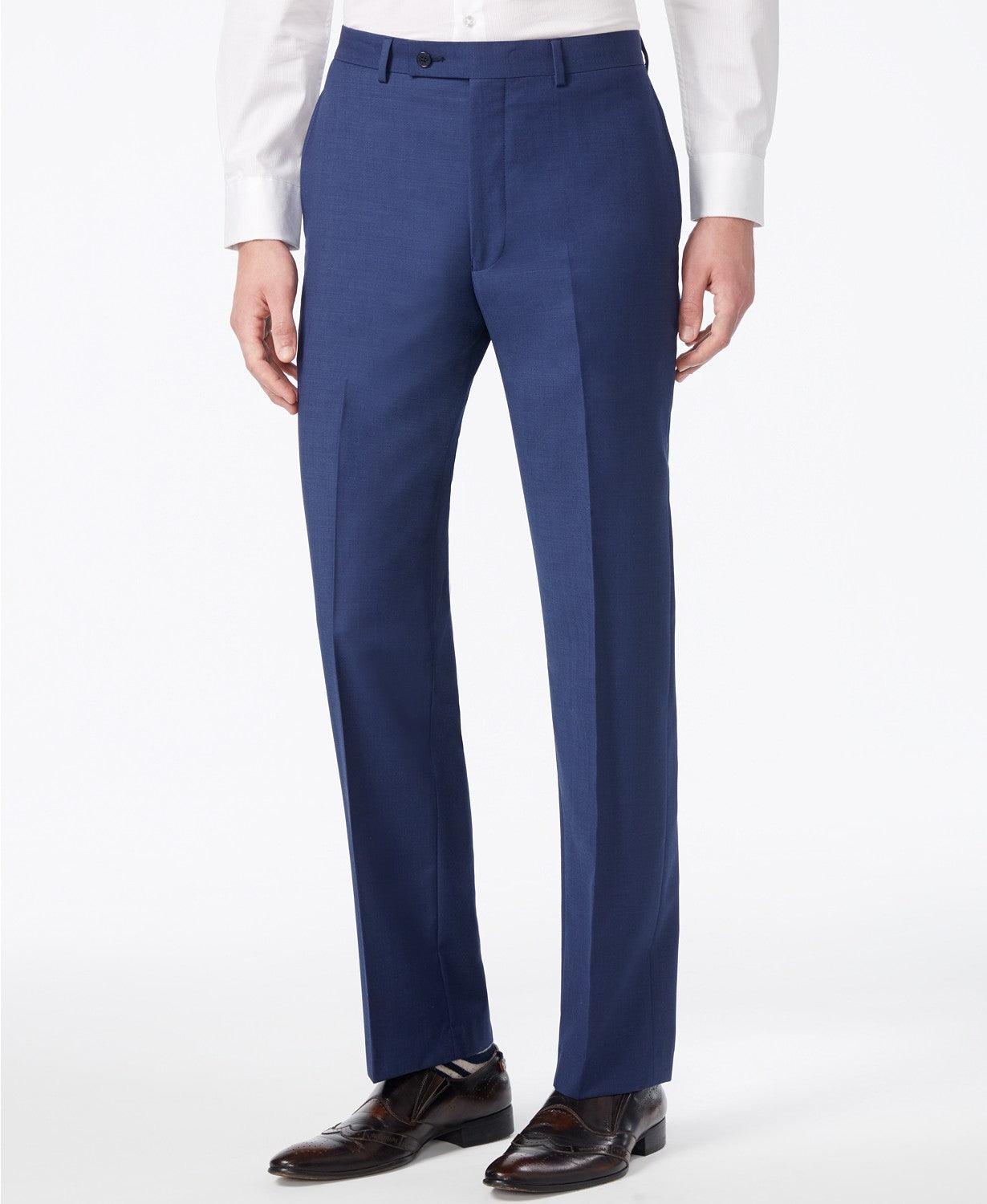 Calvin Klein Mens Slim fit Wool Dress Pants 38 / 34 Blue Solid