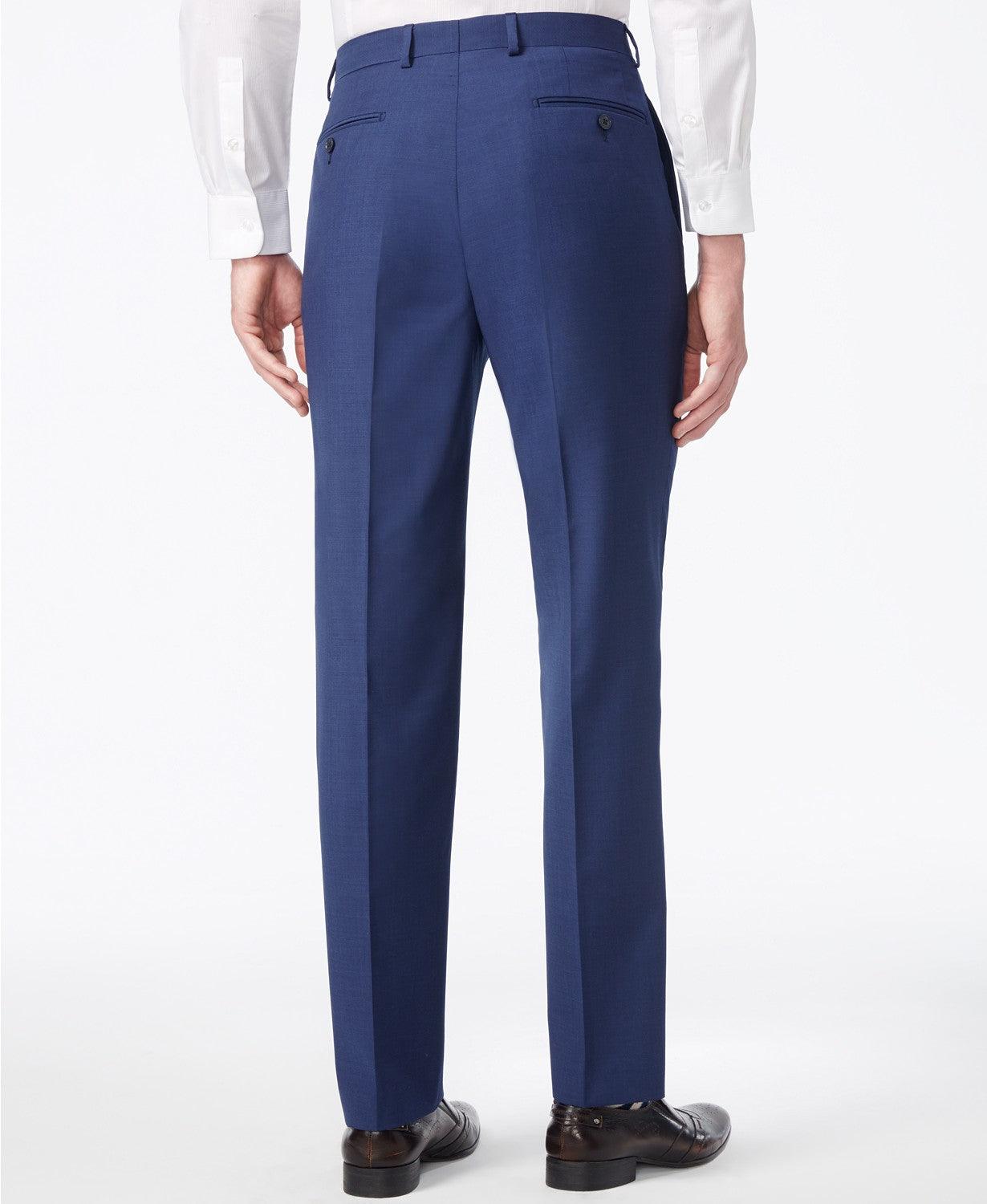 Calvin Klein Mens Slim fit Wool Dress Pants 38 / 34 Blue Solid