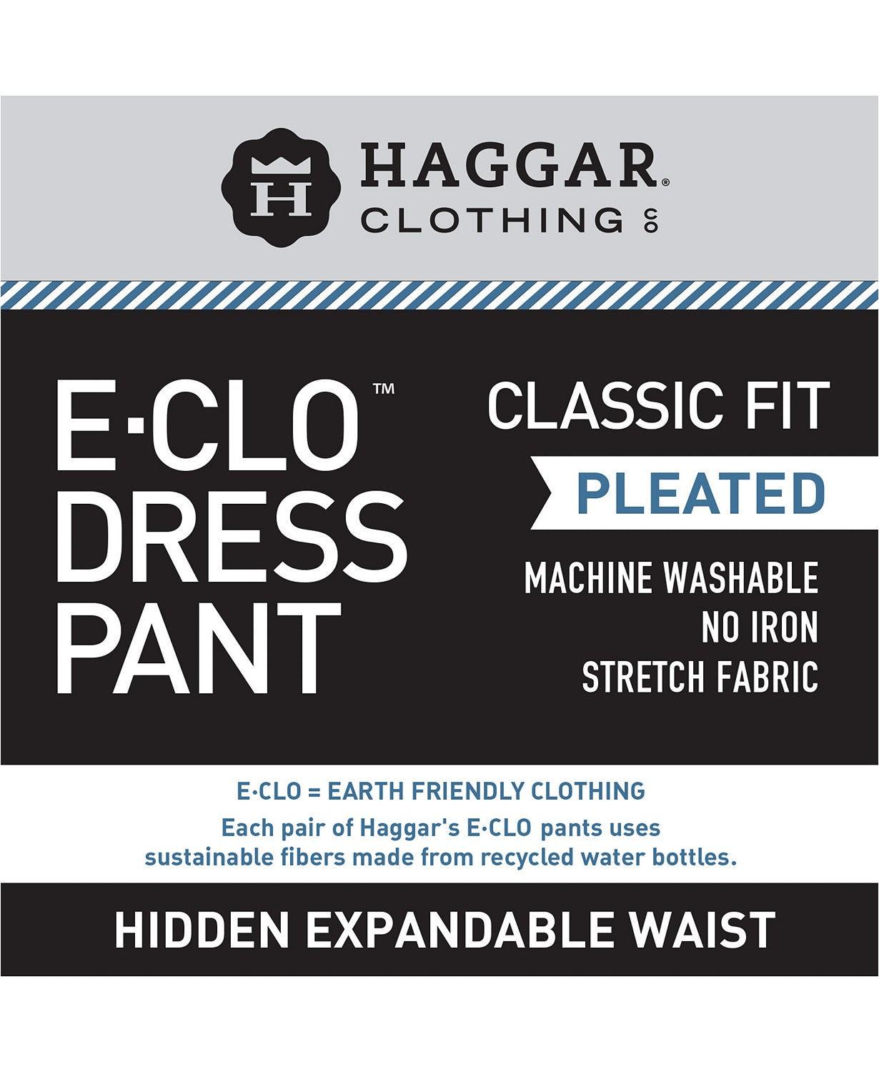 Haggar Mens Classic fit Pleated Dress Pants 36 / 29 Black Solid