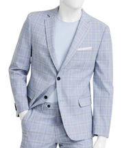 Alfani Mens Slim fit Suit Jacket Blazer 38 R Light Blue Plaid