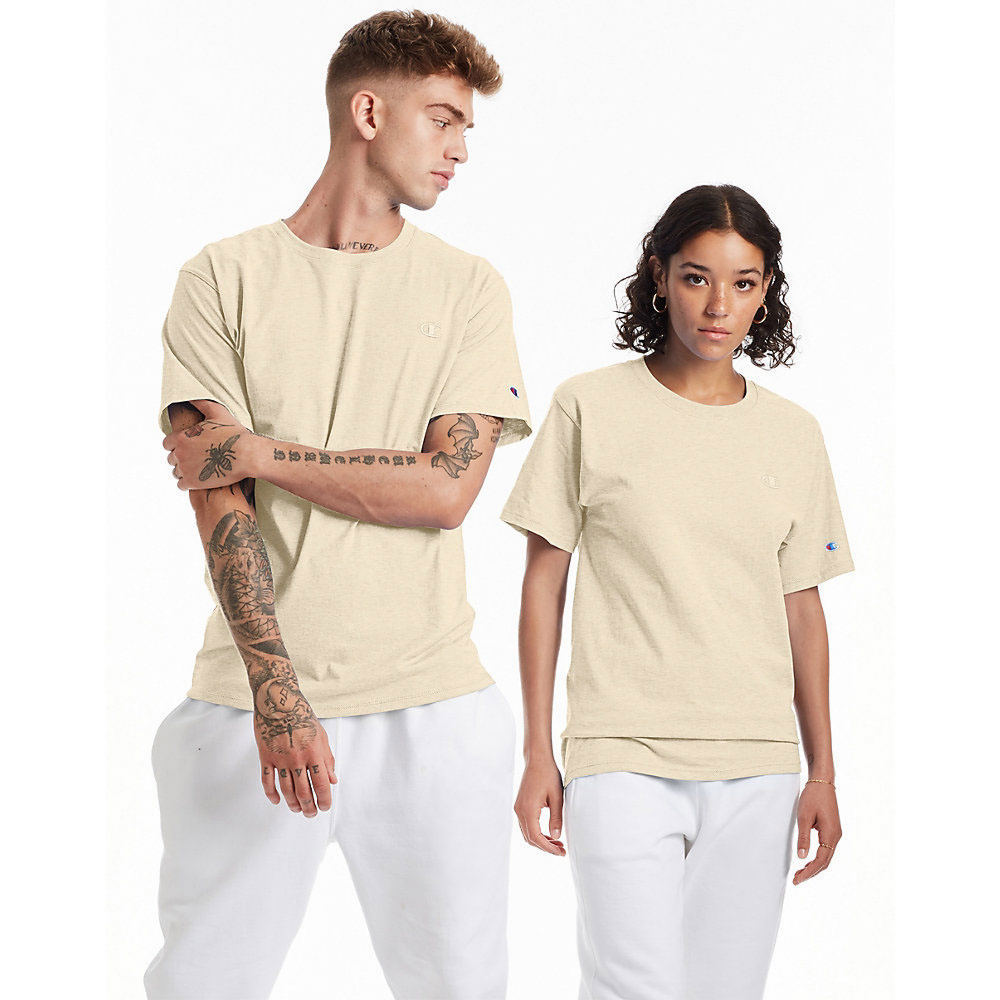Champion Men's Cotton Jersey T Shirt Small Oatmeal Heather
