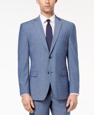 Alfani Mens Slim fit Sport Coat Blazer 38 R Light Blue Solid Stretch