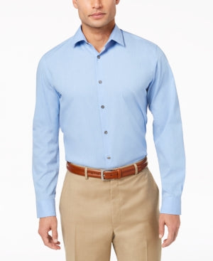 Alfani Men's Stretch Modern Solid Button Down Shirt Light Blue Large