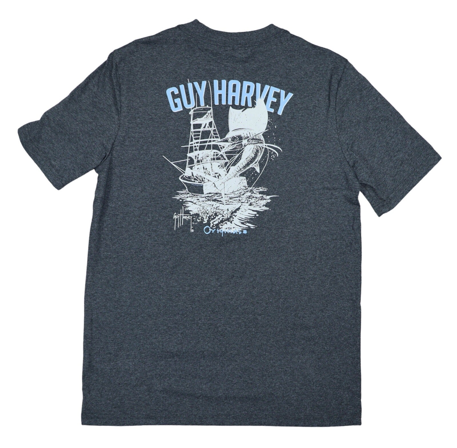 Guy Harvey Mens Short Sleeve Crewneck Graphic T Shirt Charcoal Grey Medium