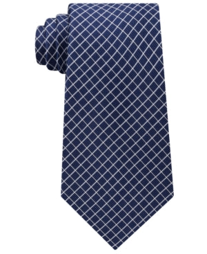 Michael Kors Men's Mini Grid Silk Tie Dark Navy Blue