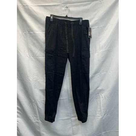 Galaxy by Harvic Mens Twill Cargo Joggers Pants Black Medium