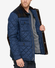 Cole Haan Navy Medium Mixed Media Quilted Jacket