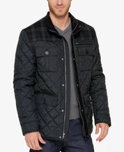 Cole Haan Black Mixed Media Quilted Jacket Size Small