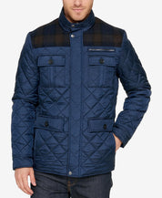 Cole Haan Navy Medium Mixed Media Quilted Jacket