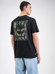 Timberland Mens Black Stack Logo Graphic T Shirt Camo Small