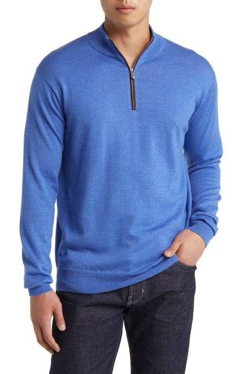 Peter Millar Crown Autumn Crest Quarter Zip Sweater XXL Cape Blue Wool Blend