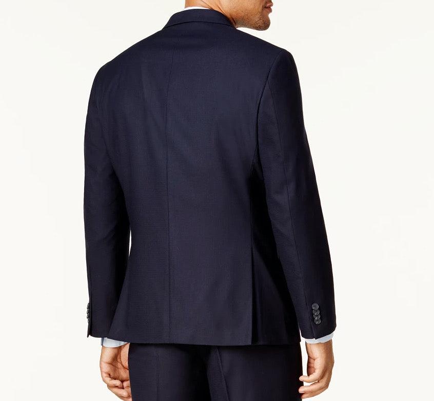 Kenneth Cole Mens Slim fit Suit Jacket Blazer 42 R Navy Blue Solid Stretch