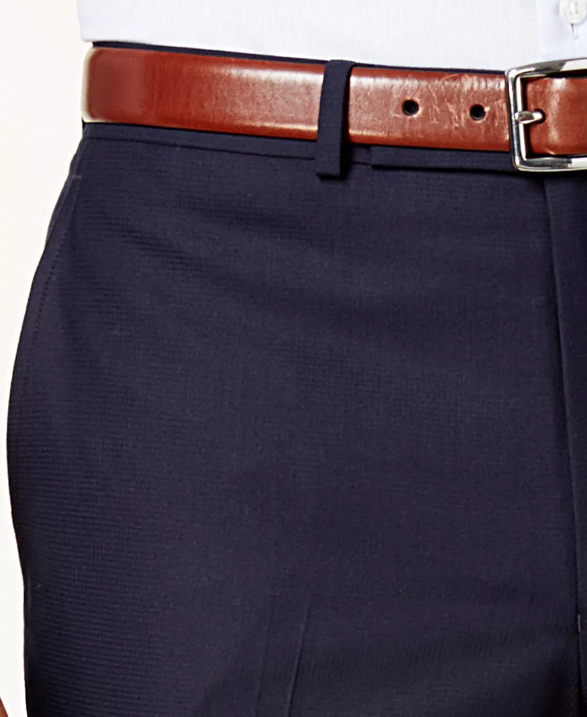 Kenneth Cole Mens Slim fit 2 Piece Suit 42 R / 35 Waist Navy Blue Solid Stretch