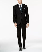 Kenneth Cole Mens Slim fit 2 Piece Suit 46 R / 40 Waist Black Solid Stretch