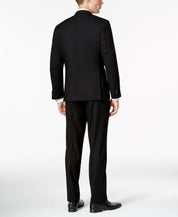Kenneth Cole Mens Slim fit 2 Piece Suit 44 L / 37 Waist Black Solid Stretch
