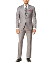Kenneth Cole Mens Slim fit 2 Piece Suit 40 R / 33 Waist Light Grey Solid Stretch