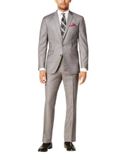 Kenneth Cole Mens Slim fit 2 Piece Suit 46 R / 40 Waist Light Grey Solid Stretch
