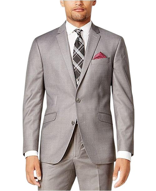 Kenneth Cole Mens Slim fit 2 Piece Suit 44 R / 35 Waist Light Grey Solid Stretch