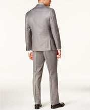 Kenneth Cole Mens Slim fit 2 Piece Suit 46 R / 40 Waist Light Grey Solid Stretch