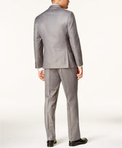 Kenneth Cole Mens Slim fit 2 Piece Suit 46 L Pants 39 / 32 Light Gray Solid