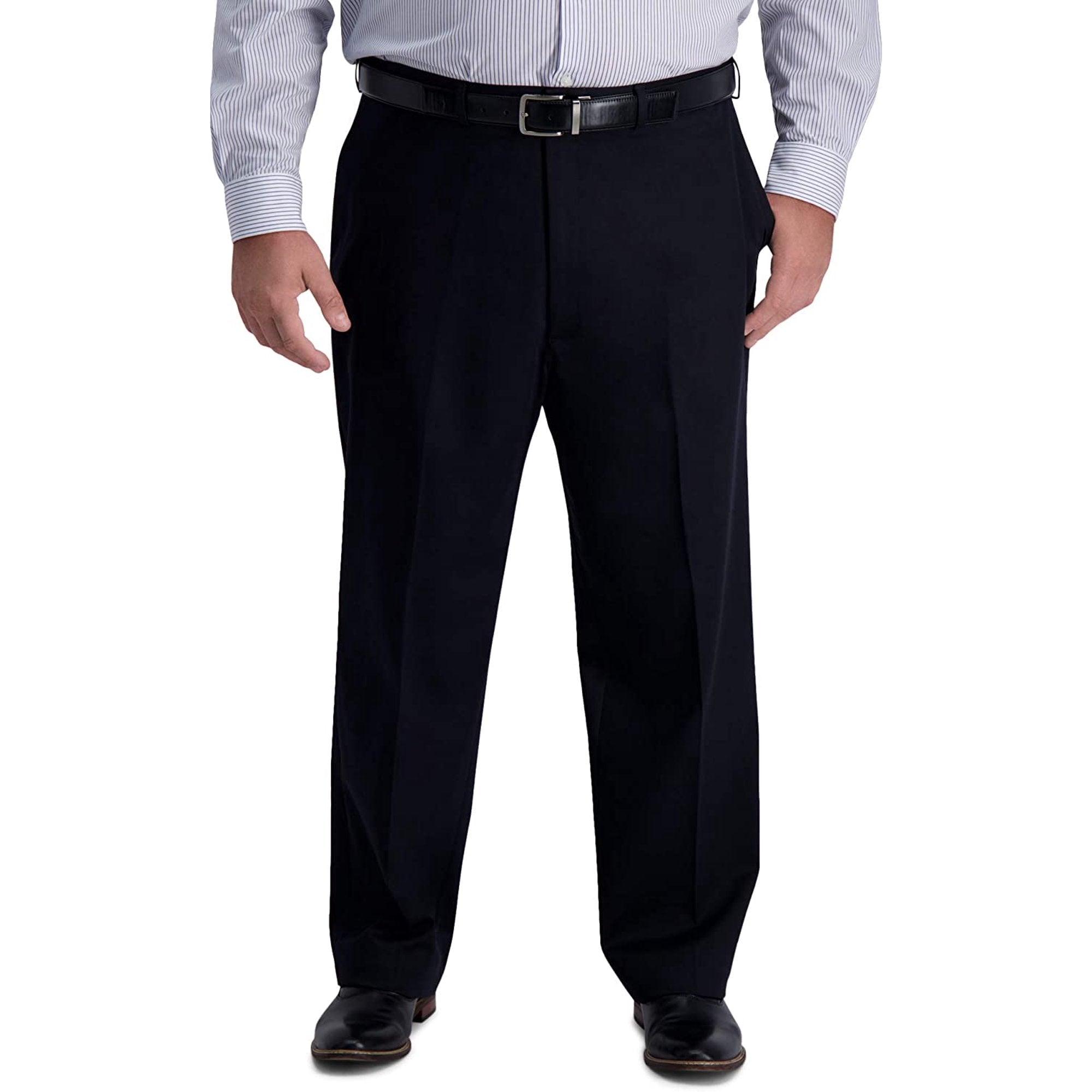 Haggar Mens Classic fit Chinos Pants 54 / 30 Black Solid Stretch
