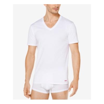 Michael Kors Mens Regular fit V Neck Shirt Medium White Solid
