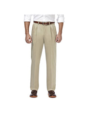 Haggar Mens Classic fit Casual Pants 44 / 30 Beige Solid