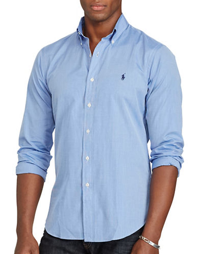 Polo Ralph Lauren Mens Slim Fit Poplin Button Down Shirt Blue Large