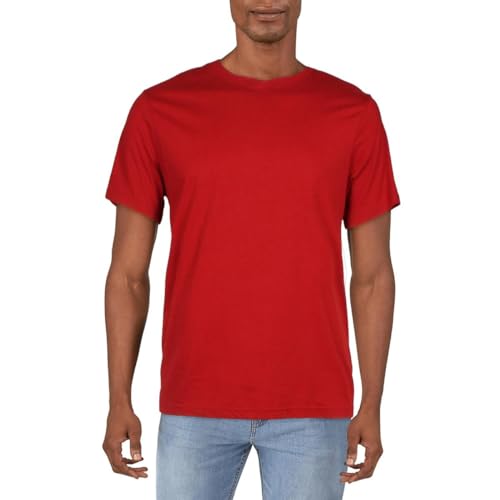 Club Room Mens Comfy Sleepwear Sleep Short Sleeve Crewneck T Shirt Red Medium