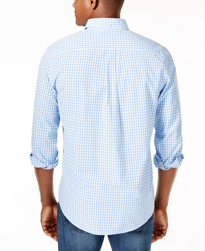 TOMMY HILFIGER Men's Big & Tall Classic-Fit Twain Stretch Check Shirt 6XL Blue